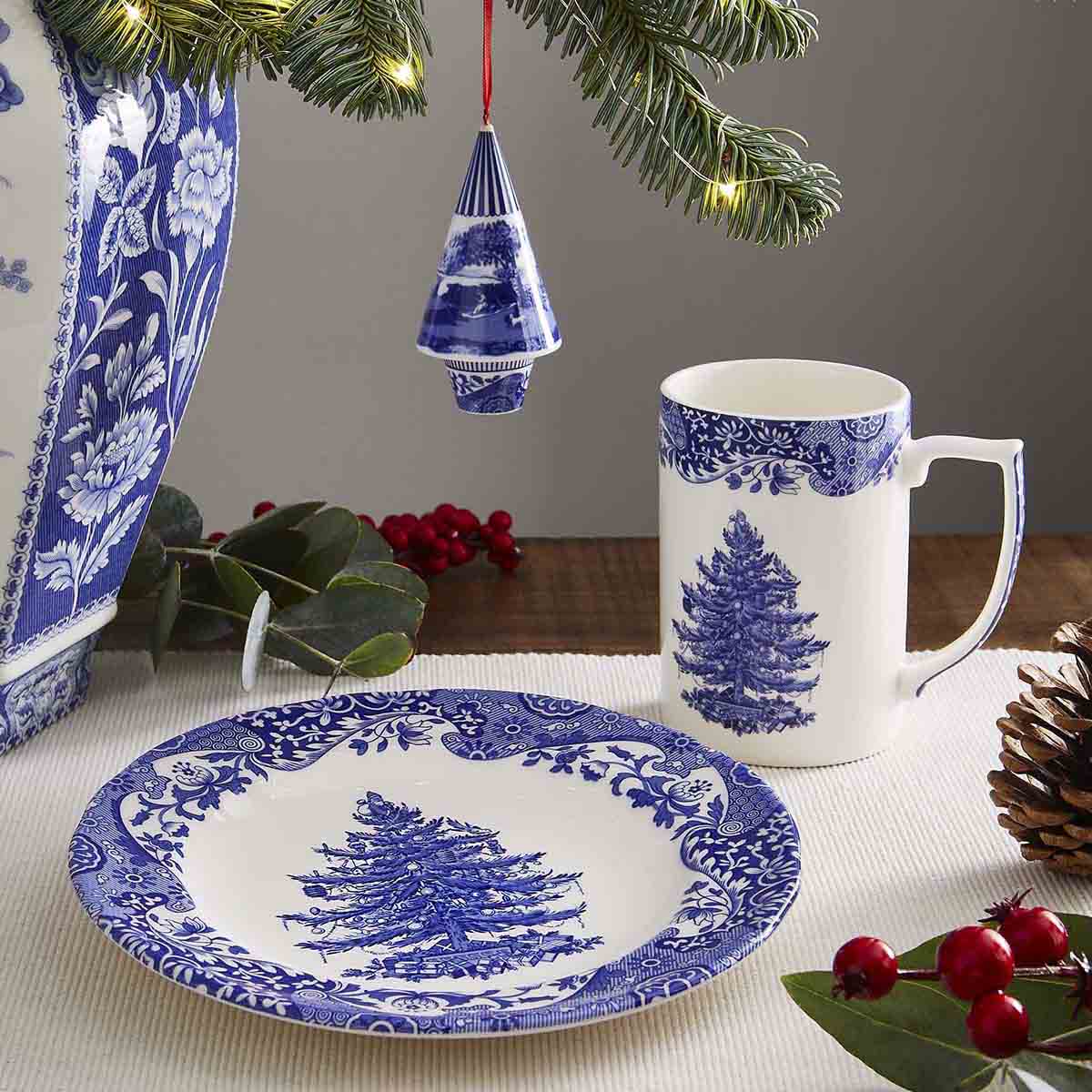 Blue Italian ChristmasTree Shaped Ornament image number null